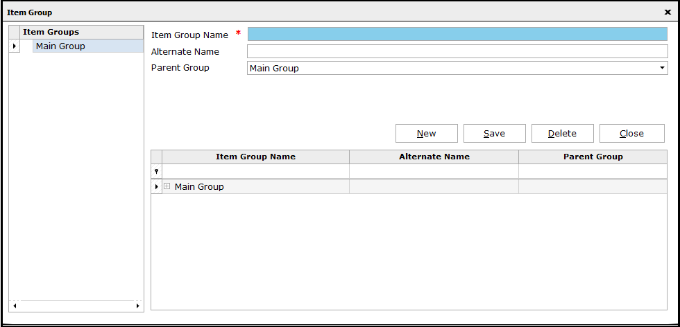 Item Master Creation in Saral software - item group