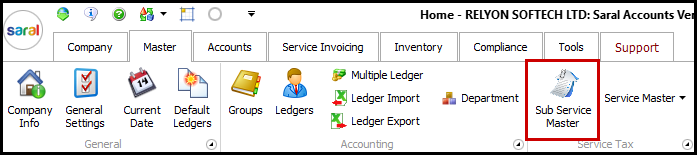 15.Service Invoicing in Saral-Master tab