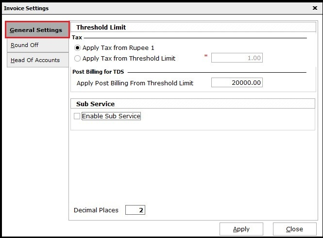 4.Service Invoicing in Saral-Enable sub service