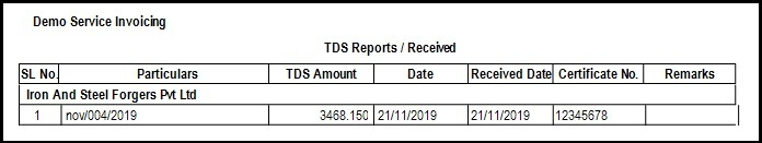 8.1.Service Invoicing in Saral-TDS received.